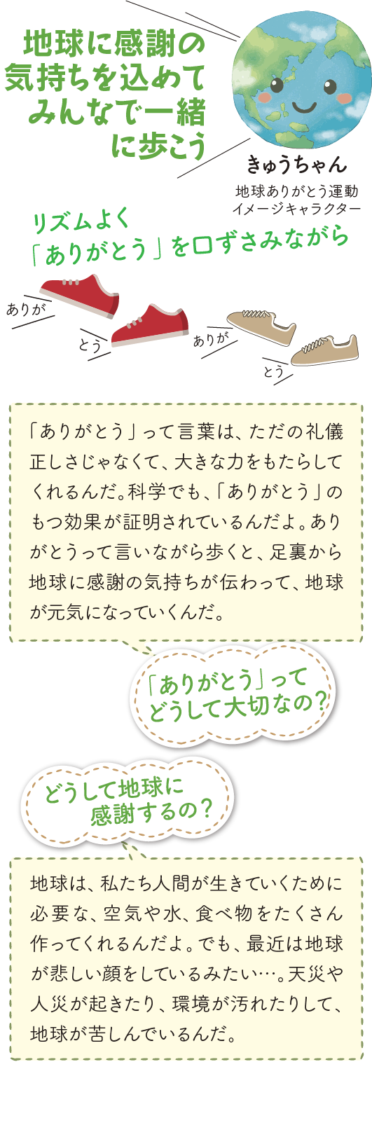 「地球ありがとう」地球に感謝の気持ちを込めて、みんなで一緒に歩こう